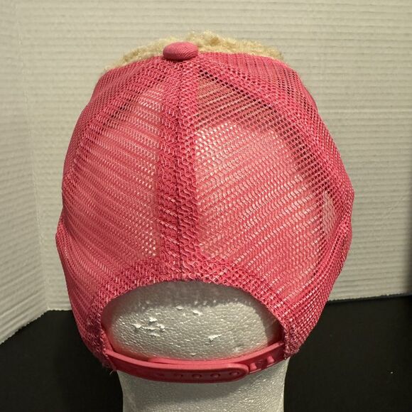 Wild Fable Flaming Heart Sherpa Hat Cap Snapback Adjustable Mesh Back Pink - Picture 3 of 7
